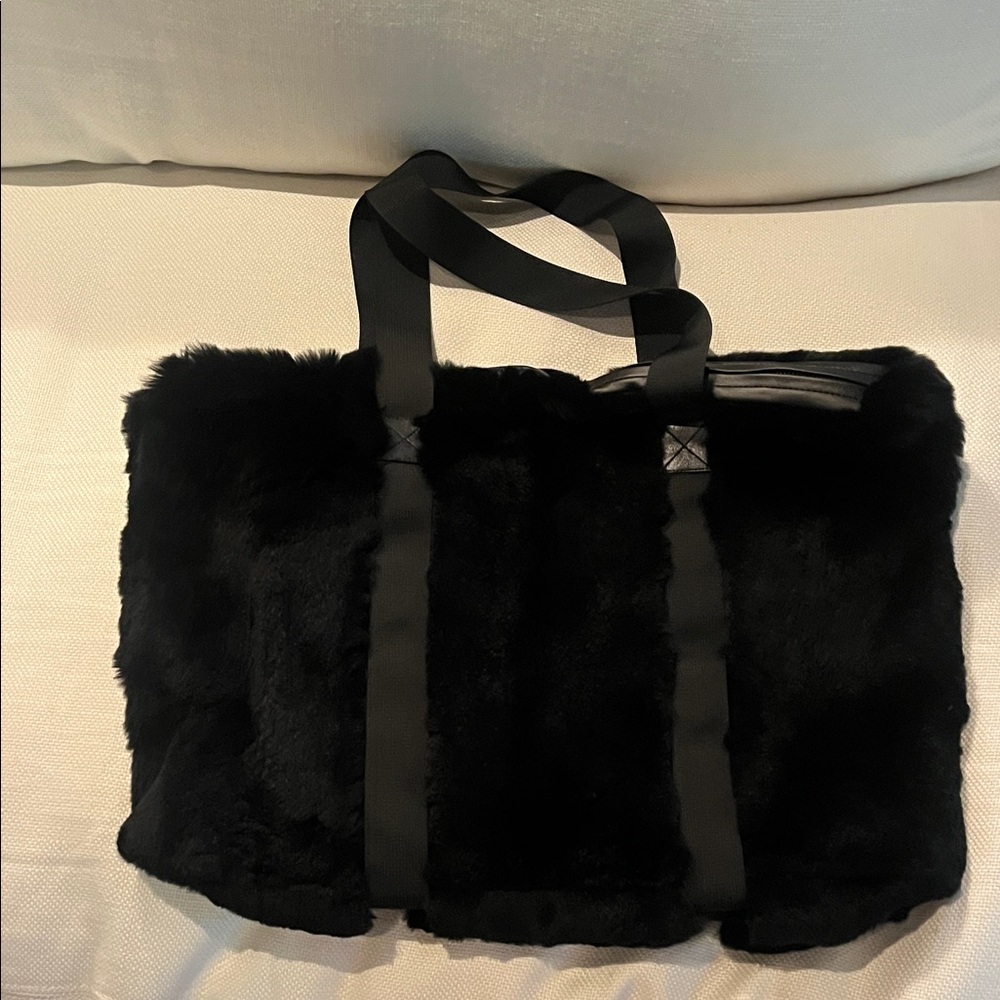 Luxurious Black Faux Fur Tote Bag